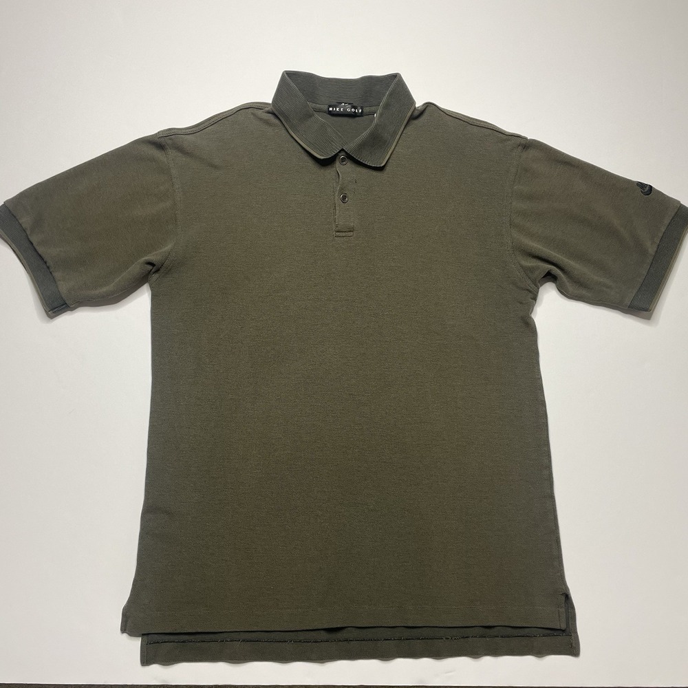 90s Nike Golf Shirt Polo Vintage Collar XL Army Green Golf Club Attire